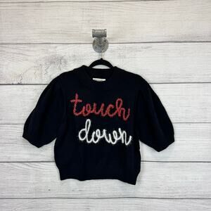Impressions Plus Size Black Touchdown 3D Puff Sleeve Sweater Size 1X